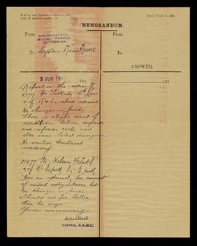 Memorandum : Army form C.348.