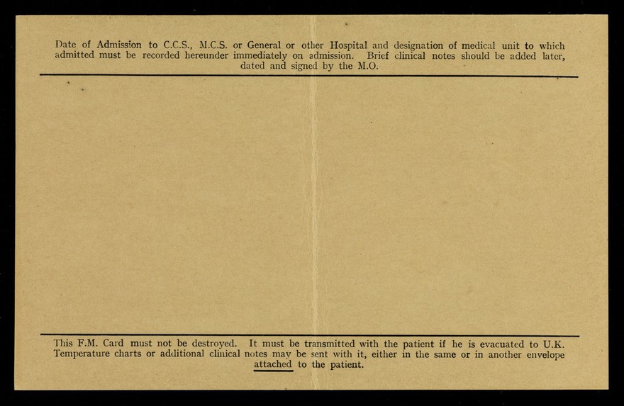 Field medical card / [War Office].