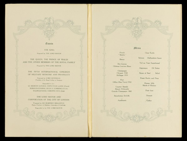 Reception and banquet by the Corporation of London at Guildhall on Friday the 10th May 1929 : the Rt. Hon. Sir J.E. Kynaston Studd ...