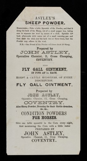 Astley's sheep powder ... / prepared by John Astley.
