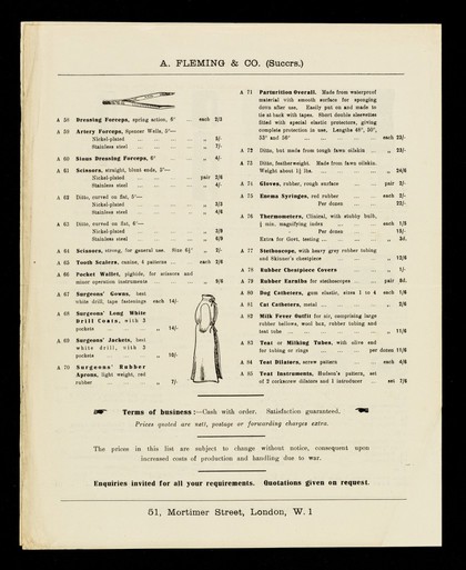 Veterinary and canine surgical instruments and equipment / A. Fleming & Co.