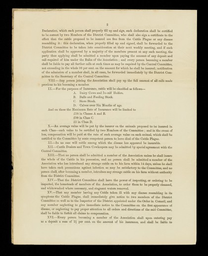 Rules of the County of Stafford Association for Protection Against Loss by the Cattle Plague : established September 1865.