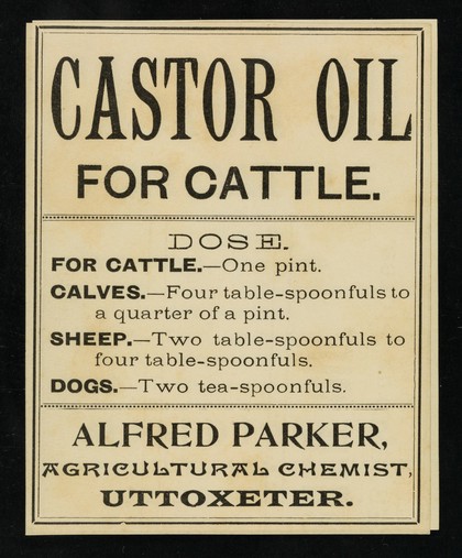 Castor oil for cattle / Alfred Parker.