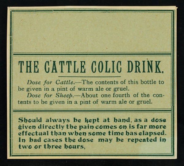 The cattle colic drink.