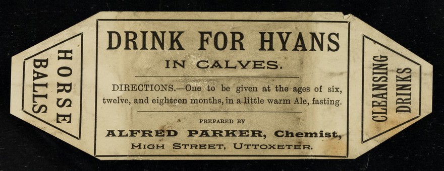 Drink for hyans in calves / prepared by Alfred Parker.