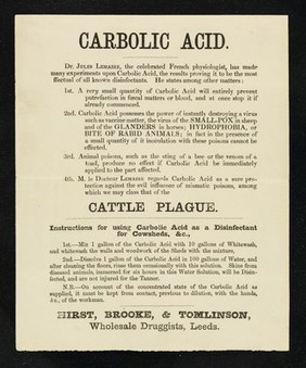 Carbolic acid... / Hirst, Brooke, & Tomlinson.