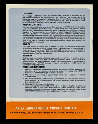 Anoestrous condition / Ar-Ex Laboratories (Private) Limited.