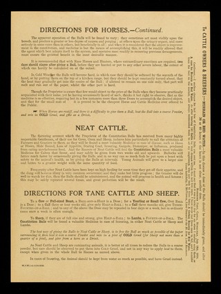 Persons are respectfully solicited to read the following directions as they contain valuable information as to the use of the Balls, and general treatment of the animal whilst under their operation... : directions for use...