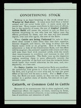 Cupiss' Constitution Balls : vital facts about your cattle! / Francis Cupiss Ltd.