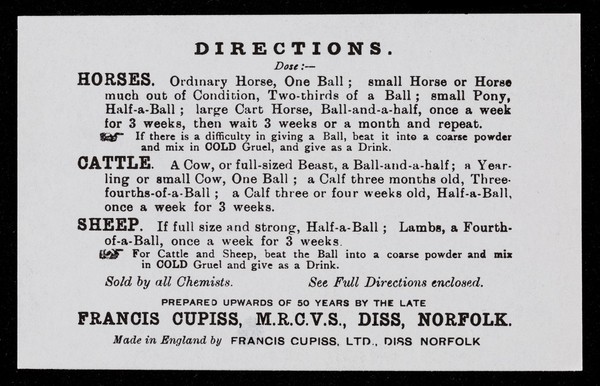 Directions / Francis Cupiss Ltd.