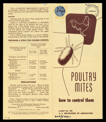 Poultry mites : how to control them / [prepared by the Entomology Research Branch, Agricultural Research Service]