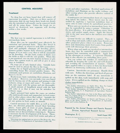 Tapeworms of poultry : how to control them / [prepared by the Animal Disease and Parasite Research Division, Agricultural Research Service]