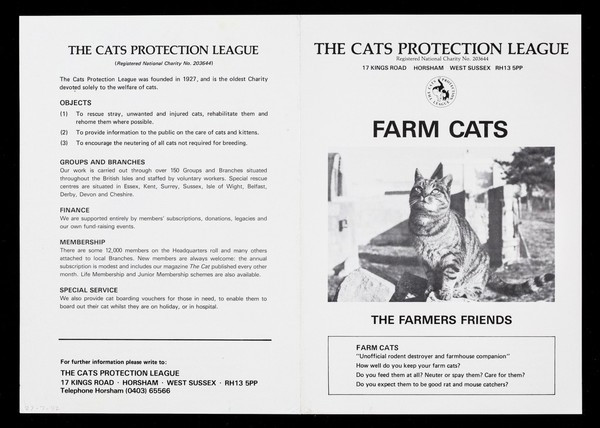 Farm cats : the farmers friends / The Cats Protection League.