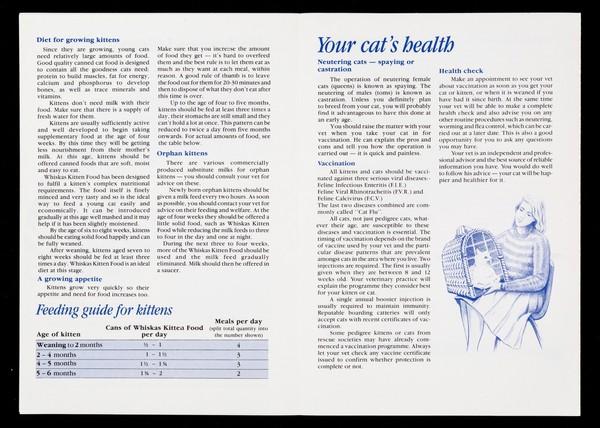 Health and dietary care for cats & kittens / Pedigree Petfoods.