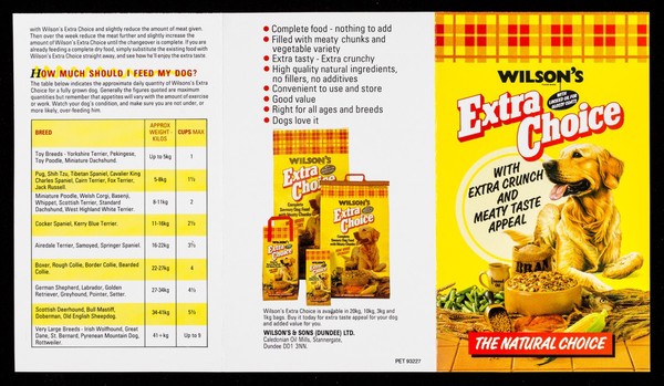 Wilson's Extra Choice with linseed oil for glossy coats : with extra crunch and meaty taste appeal : the natural choice / Wilson & Sons (Dundee) Ltd.