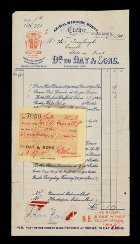 Animal Medicine Works, Crewe : date account was made out... / Day & Sons.