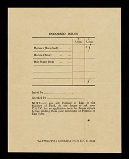 Coupon issues for the month of ... 195- : Feeding stuffs coupons, for your farm livestock, are enclosed as listed below... / Cambridge A.E.C., Feeding Stuffs Department.