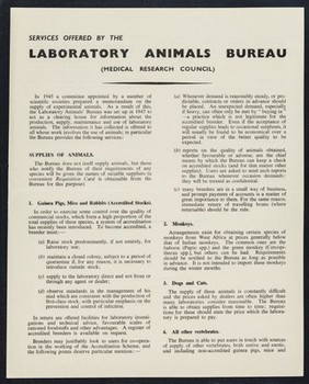 Services offered by the Laboratory Animals Bureau (Medical Research Council).