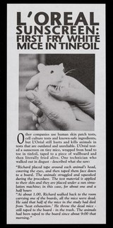 L'Oreal sunscreen : first fry white mice in tinfoil / Animal Aid.