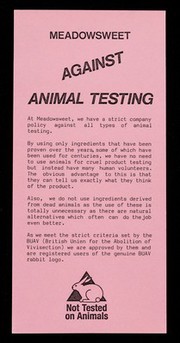 Meadowsweet against animal testing / Meadowsweet.