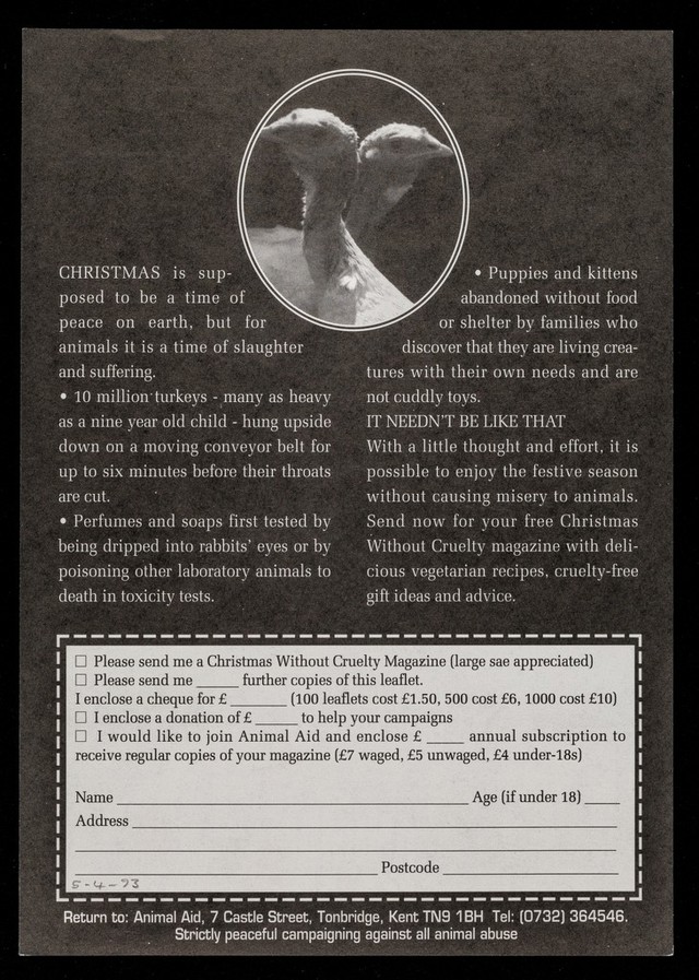 Christmas without cruelty : an idea whose time has come / Animal Aid. | Wellcome Collection Christmas without cruelty : an idea whose time has come / Animal Aid. | Wellcome Collection