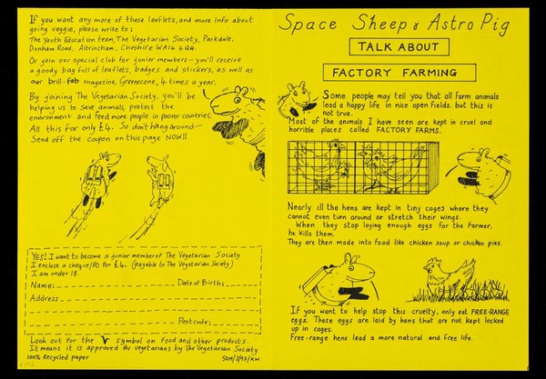 Space Sheep & Astro Pig talk about factory farming / The Vegetarian Society.