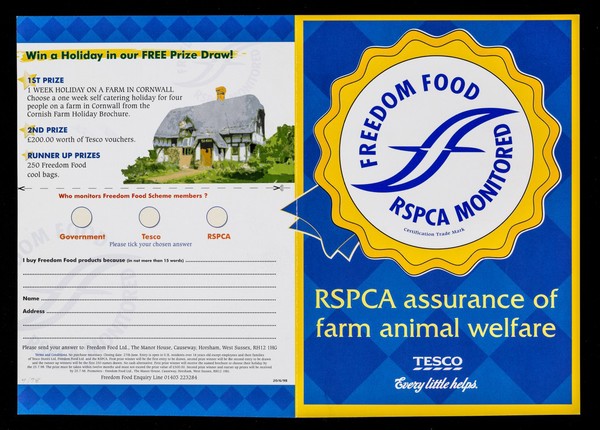 Freedom food : RSPCA monitored : RSPCA assurance of farm animal welfare / Tesco.