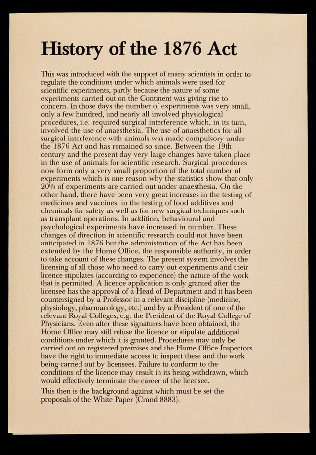 Government proposals for the reform of the 1876 cruelty to animals act / Research Defence Society. | Wellcome Collection Government proposals for the reform of the 1876 cruelty to animals act / Research Defence Society. | Wellcome Collection