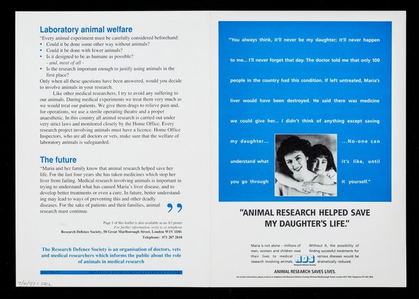 "Animal research helped save my daughter's life" / John Martin.