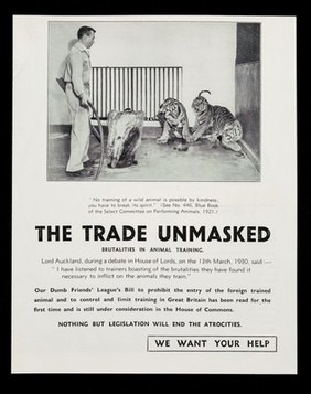 The trade unmasked : brutalities in animal training / Our Dumb Friends' League.