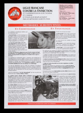 Méthodes substitutives en cosmétologie, en toxicologie / Ligue française contre la vivisection.