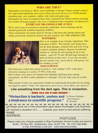 Huntingdon Life Sciences : pure evil! / Stop Huntingdon Animal Cruelty.