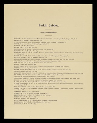 Perkin jubilee : American committee.