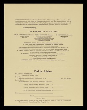 Perkin jubilee of the coal-tar industry / The Committee of Fifteen, Chas. F. Chandler, chairman [and others].