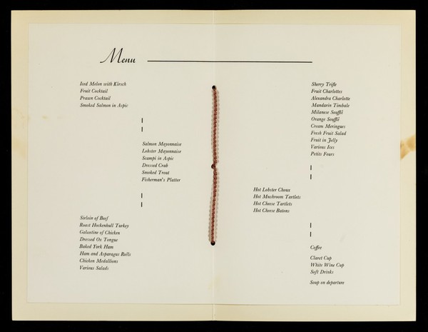 Chemical Society anniversary meetings : menu : Hulme Hall, Port Sunlight, 12th April, 1961.
