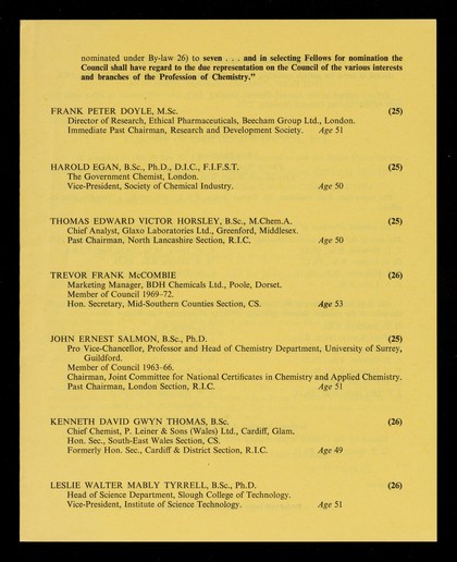 Election of officers and council, 1973 : ...ballot paper / Royal Institute of Chemistry.