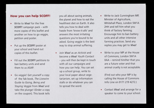 SCOFF! : Schools' campaign opposed to factory farming / Viva!.