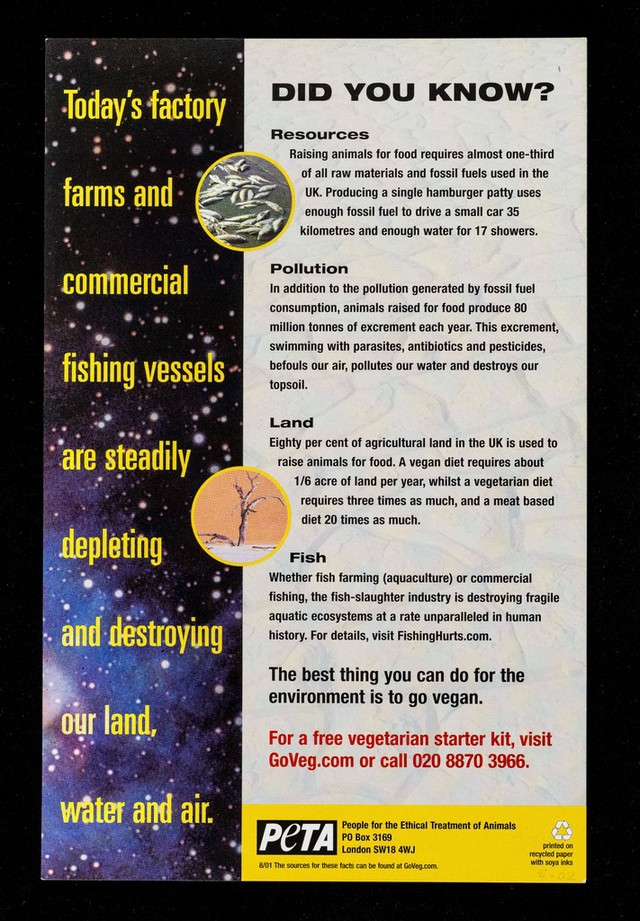 Think you can be a meat-eating environmentalist? Think again : if you give a damn about the planet, go vegan / People for the Ethical Treatment of Animals. | Wellcome Collection Think you can be a meat-eating environmentalist? Think again : if you give a damn about the planet, go vegan / People for the Ethical Treatment of Animals. | Wellcome Collection