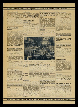 Achema VII : Feugblatt Nr. 1 / Fr. Hildebrandt.