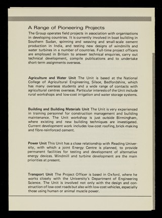 The Intermediate Technology Development Group was formed in 1965 by the late Dr. E.F. Schumacher... / Intermediate Technology Development Group.