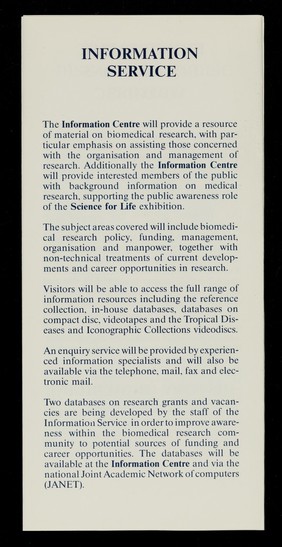 The Centre for medical science and history : an introduction, May 1991.