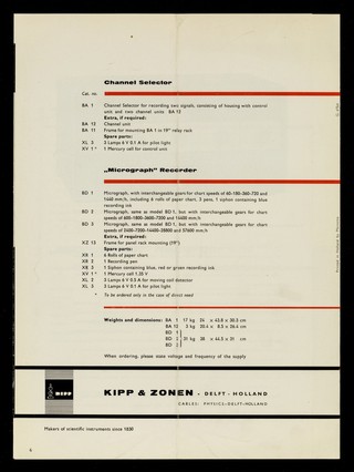 High sensitivity multichannel recording by means of channel selector and "micrograph" recorder / Kipp & Zonen.
