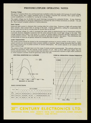 Photomultiplier tubes / 20th Century Electronics Limited.