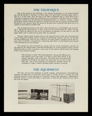 Disc electrophoresis / Canal Industrial Corporation.