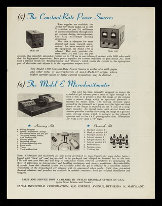 Disc electrophoresis / Canal Industrial Corporation.