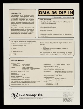 DMA 36 DIP IN density meter / Anton Paar K.G.