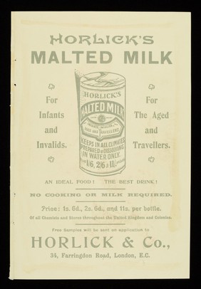 Horlick's malted milk : always up to the standard.