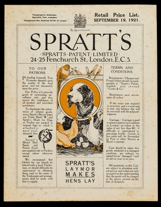 Retail price list : September 19, 1921 / Spratts Patent Limited.