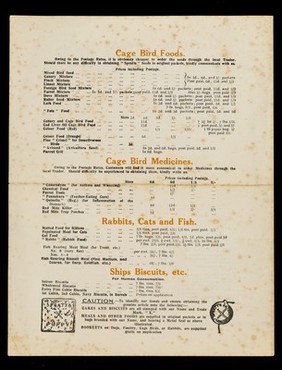 Retail price list : September 19, 1921 / Spratts Patent Limited.