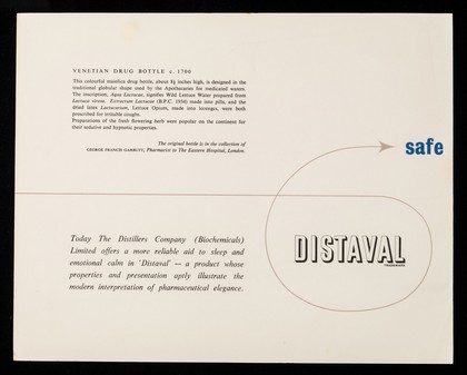 Venetian drug bottle c.1700 : a study in pharmaceutical elegance / Distillers Company (Biochemicals) Limited.